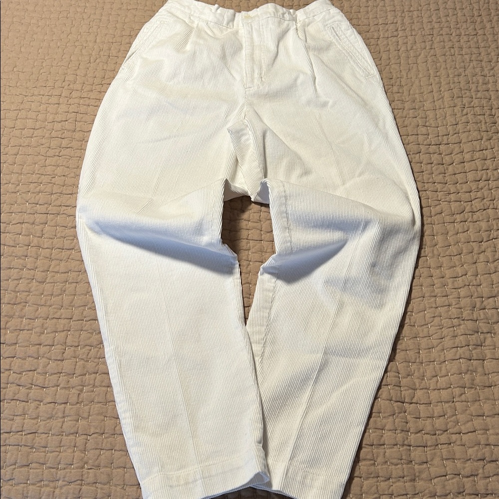 DRESSBARN Vintage 100% Cotton White Pleated Corduroy Pants